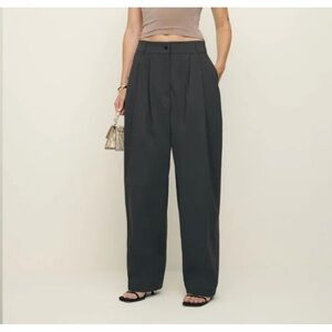 Reformation Black High-Rise Wide-Leg Trousers
